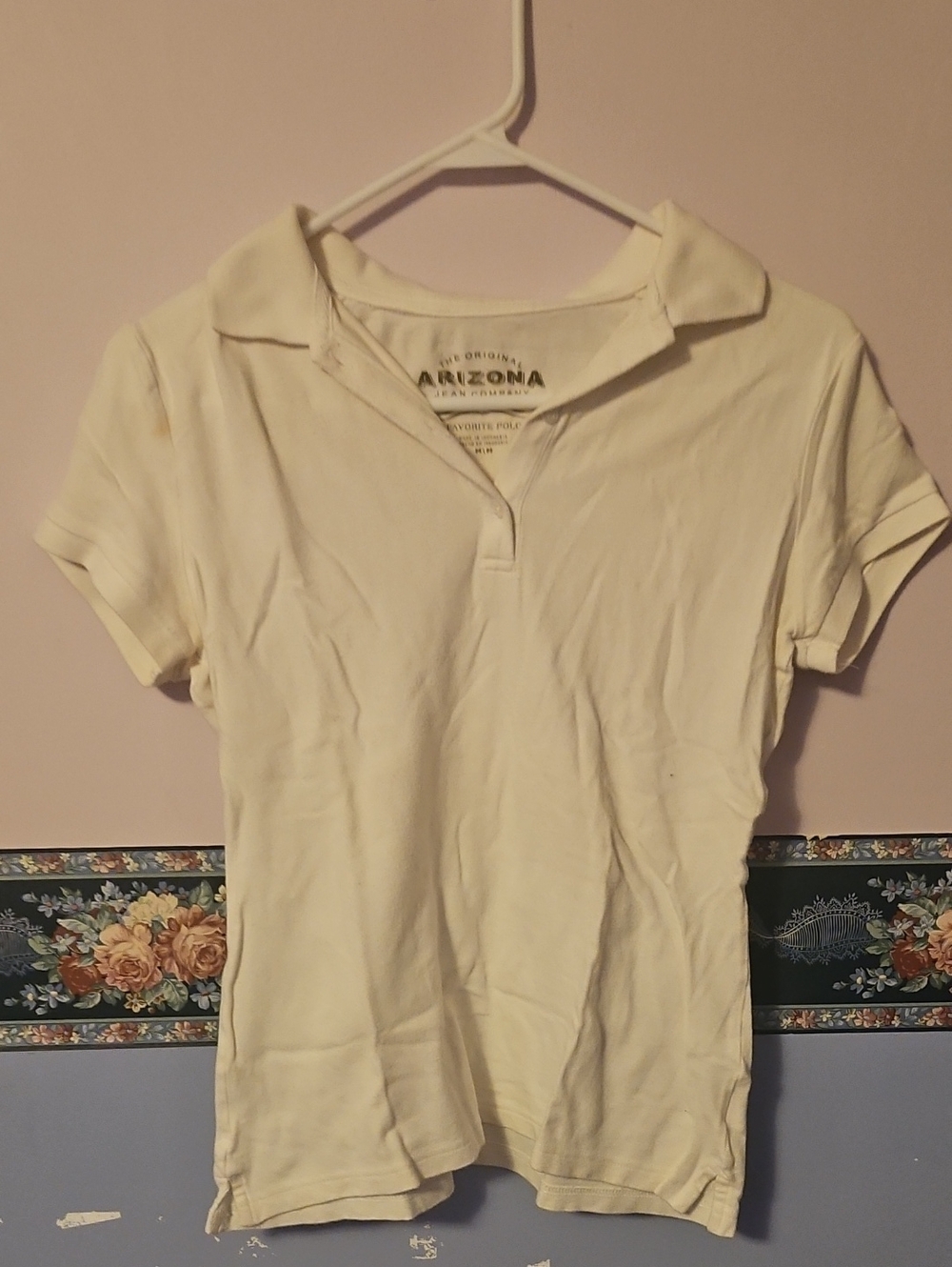 Arizona Jean Company Cream Short Sleeve Polo Shirt
